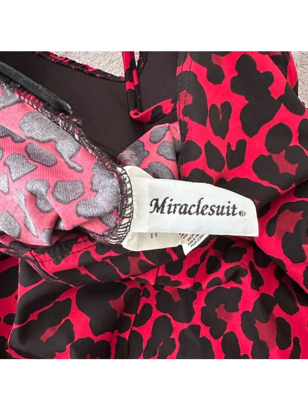 Women’s Miraclesuit Red and Black Leopard Print One-Piece Swimsuit - Picture 5 of 6